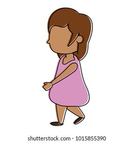 Cute girl faceless cartoon