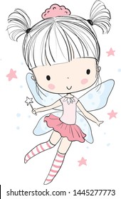 Cute girl fairy with a magic wand