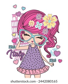 cute girl fashion design love cartoon
