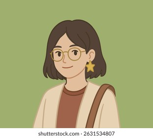 cute girl fashion illustration digital cartoon glasses person