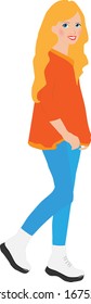 
Cute girl in fashionable clothes smiling