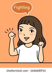 cute girl fighting ' character vector illustration