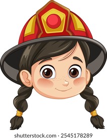 Cute girl in firefighter helmet