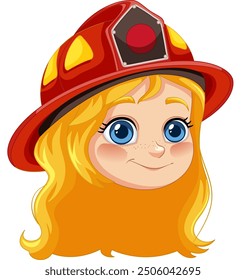 Linda chica en casco de bombero sonriendo