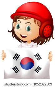 かわいい女の子と韓国の国旗のイラスト のベクター画像素材 ロイヤリティフリー