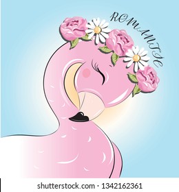 Cute Girl Flamingo Summer Flowers 