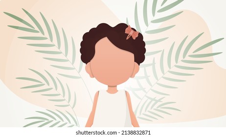 Cute girl in flat style. Poster with a teenage girl. Vector.