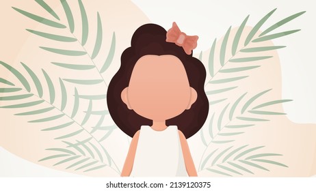 Cute girl in flat style. Poster with a teenage girl. Vector illustration.