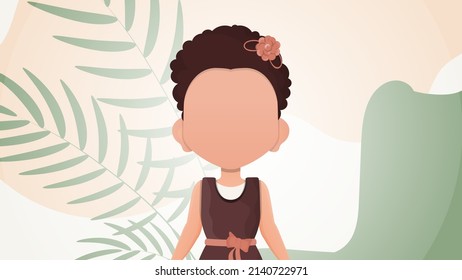 Cute girl in flat style. Poster with a teenage girl. Vector illustration.
