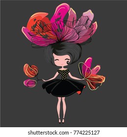 Cute girl with flowers