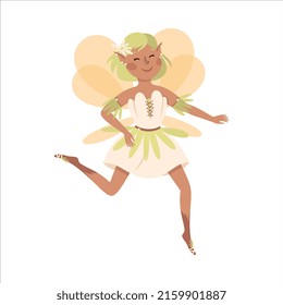 Cute Girl Flying with Wings and Smiling Vector Illustration