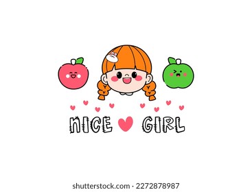 cute girl with fruit vector illustration baby