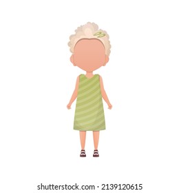 Cute girl in full growth. Cartoon style. Previous illustration.