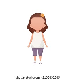 Cute girl in full growth. Isolated on white background. Vector.