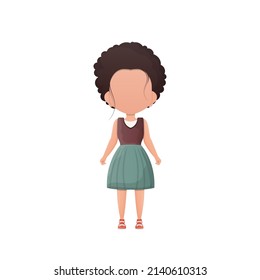 Cute girl in full growth. Isolated. Vector.