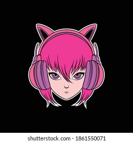 Cute Girl Gaming Logo For Commercial  Use