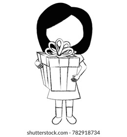 cute girl with gift