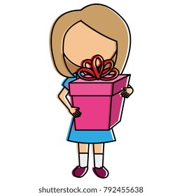 cute girl with gift