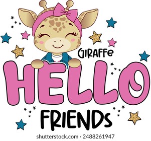 cute girl giraffe cute design love