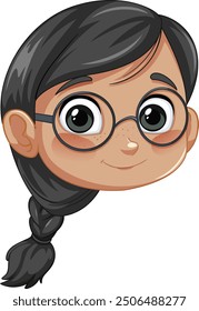 Cute girl with glasses and braided hair