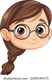 Cute girl with glasses and braided hair