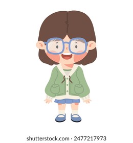 Cute girl with glasses cartoon