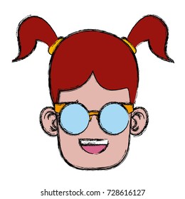 Cute girl with glasses cartoon
