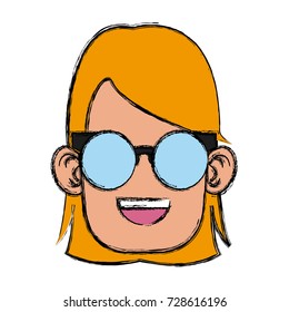 Cute girl with glasses cartoon