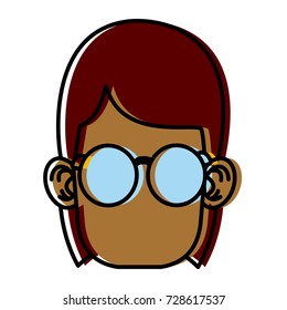 Cute girl with glasses cartoon