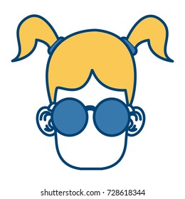 Cute girl with glasses cartoon