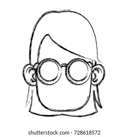 Cute girl with glasses cartoon