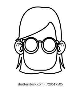 Cute girl with glasses cartoon
