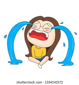 cute girl in glasses set with different gestures vector illustration isolated - Vector