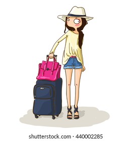 travel fashion girl luggage