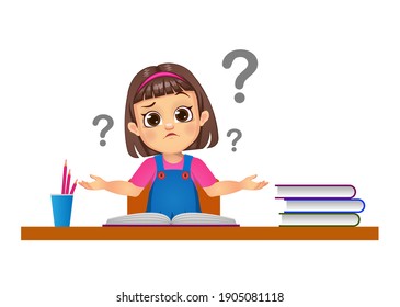 cute girl got doubt while studying vector