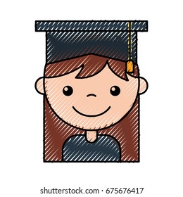 cute girl graduated icon