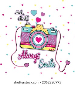 cute girl graphic tees camera design