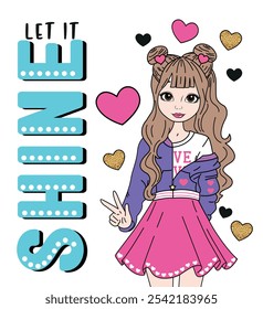 cute girl graphic tees design love fashion