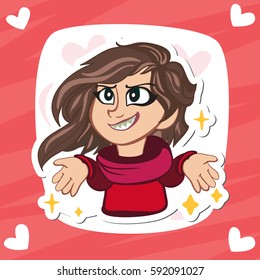 cute girl Graphics girl vector. Bright and modern for greeting cards design. Poster design.