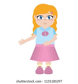cute girl with hairstyle and uniform design