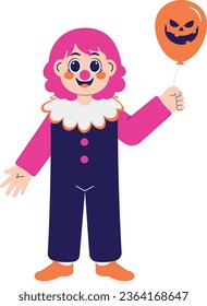 Cute Girl Halloween Clown illustration