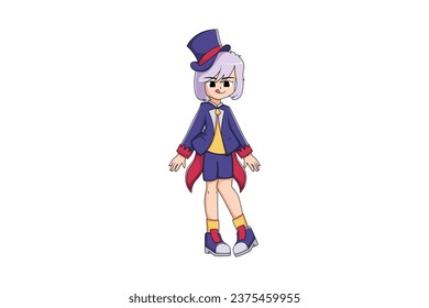 Cute Girl with Halloween Costume Character Illustration