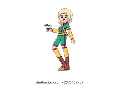 Cute Girl with Halloween Costume Character Illustration