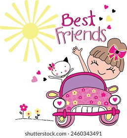 cute girl happy design love flower