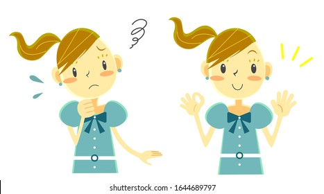 cute girl happy & unhappy set