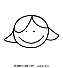 cute girl head drawing character
