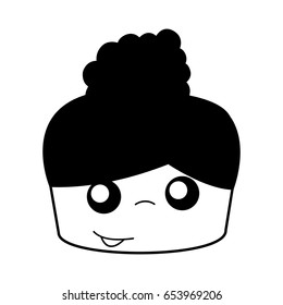 cute girl head drawing character
