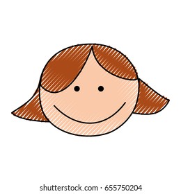 cute girl head drawing character