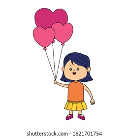 Cute Girl Heart Balloons Icon Over Stock Vector (Royalty Free) 1621700470