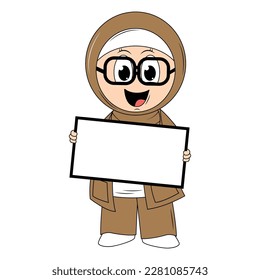 cute girl hijab cartoon illustration